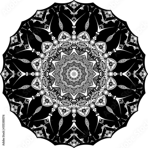 Mandala preto e branco com espaço para texto em vetor