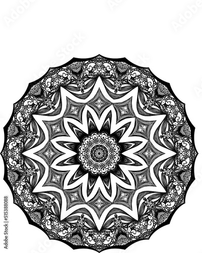 Mandala preto e branco com espaço para texto em vetor
