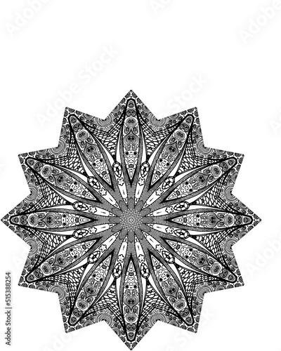 Mandala preto e branco com espaço para texto em vetor