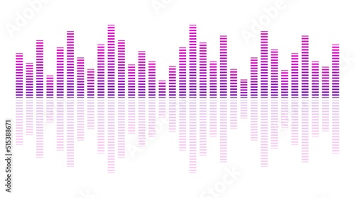 Sound wave equalizer isolated on white background. Digital music equalizer. Colorful audio frequency. Vector illustration