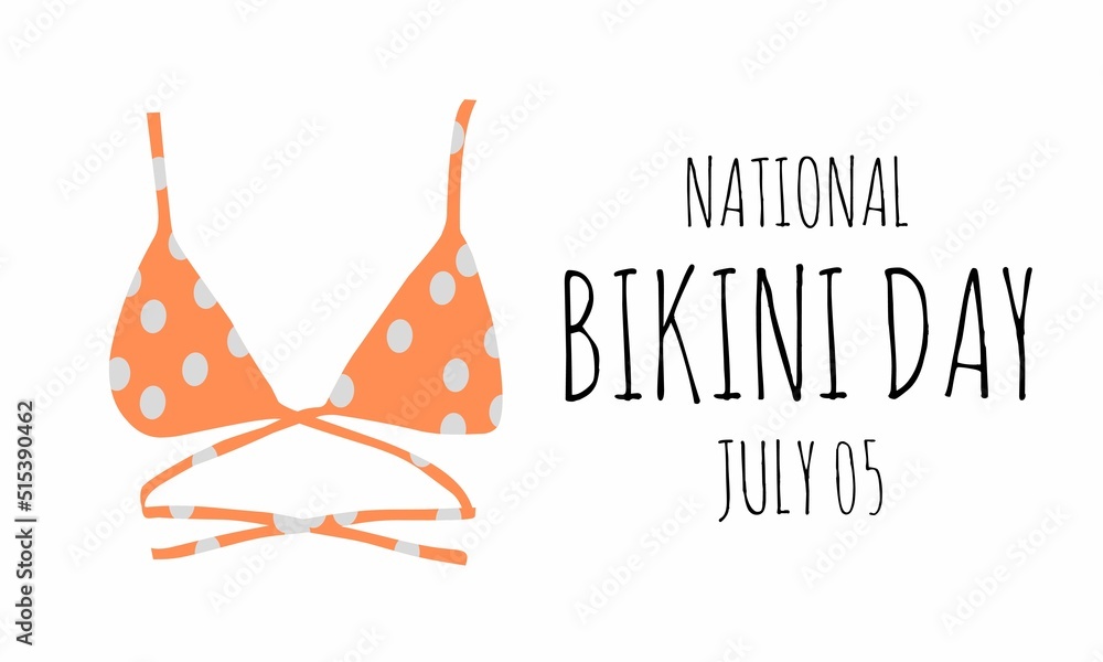 Vector illustration, National bikini day. In an orange bikini with gray circle polka dots. flat