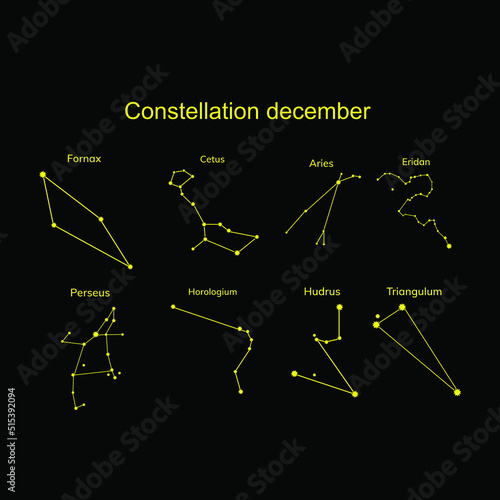 Group of constellations on a  black background
