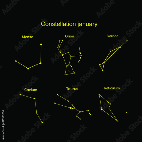 Group of constellations on a  black background