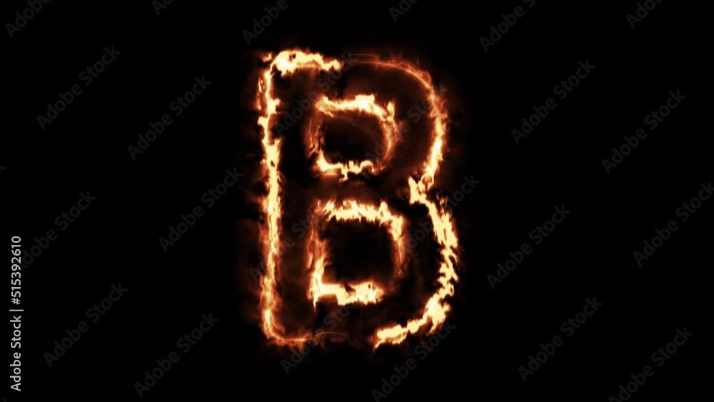 Fire alphabet B on alpha channel background. Fire alphabet B on alpha channel background.