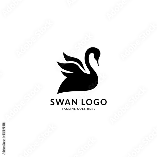 Fototapeta Naklejka Na Ścianę i Meble -  Abstract flying swan logo vector template.