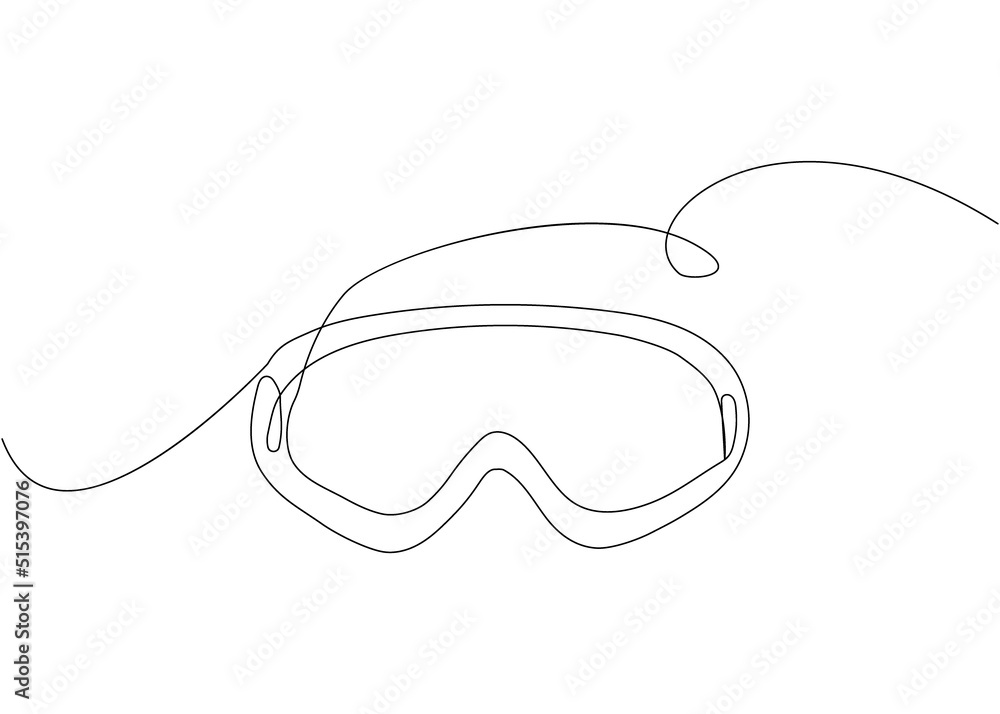 Ski goggles one line art. Continuous line drawing of sport, player, sports, activity, board, hill, protection, eyes, see, winter sport, competition, glasses, vacation, adventure, tourism, snow. Ski goggles one line art. Continuous line drawing of sport, player, sports, activity, board, hill, protection, eyes, see, winter sport, competition, glasses, vacation, adventure, tourism, snow.
