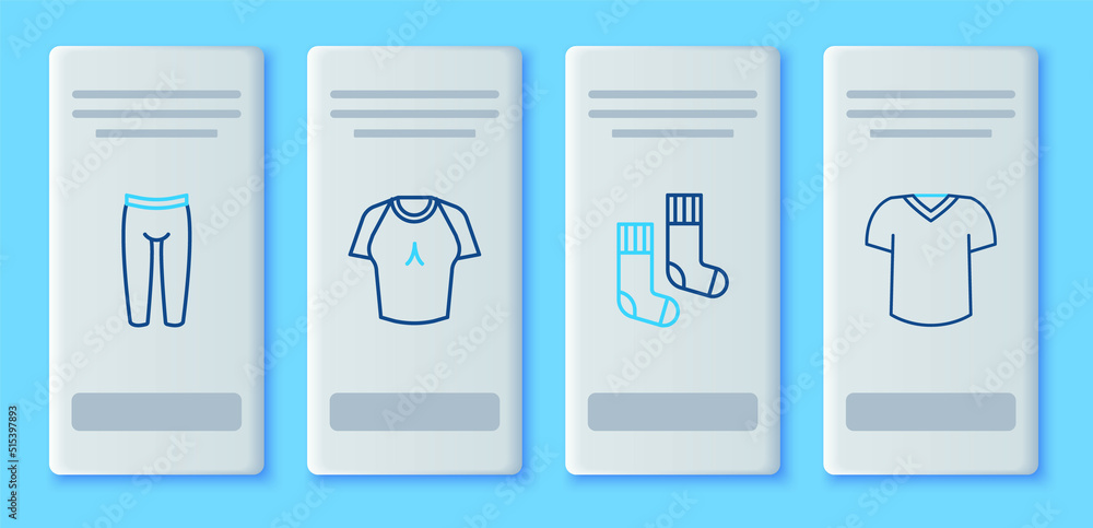 Set line T-shirt, Socks, Leggings and icon. Vector