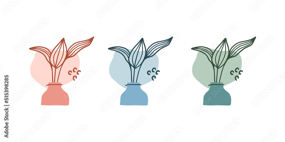Abstract botanical plant. Fluid organic shapes. Modern shape line art wallpaper. Vector illustration