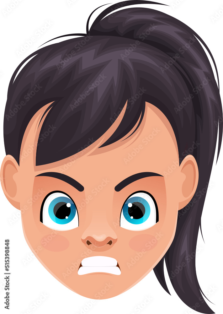 Little girl face expressions clipart design illustration