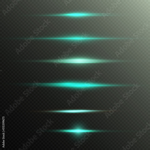 Line of light. Bright light effect with rays and glare for vector illustration. Light gold flash starlight png. Shimmering highlights on a transparent background.