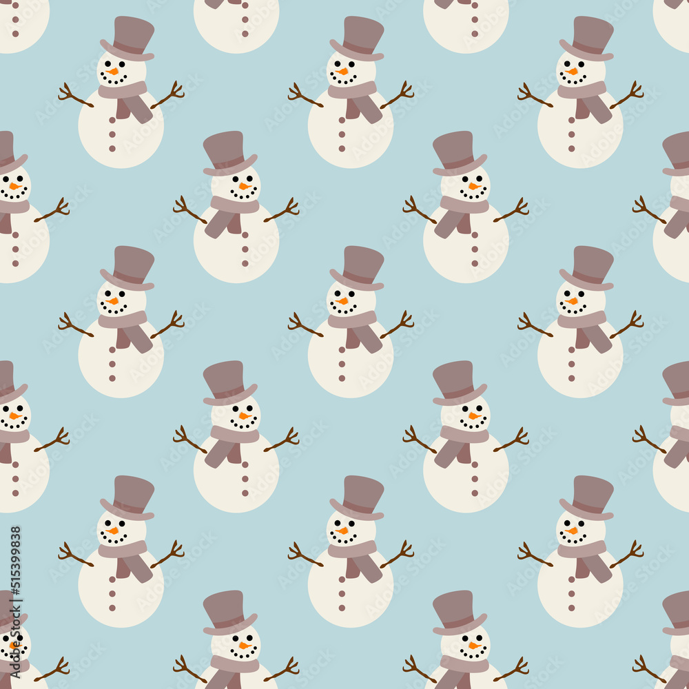 Seamless background pattern with funny snowman