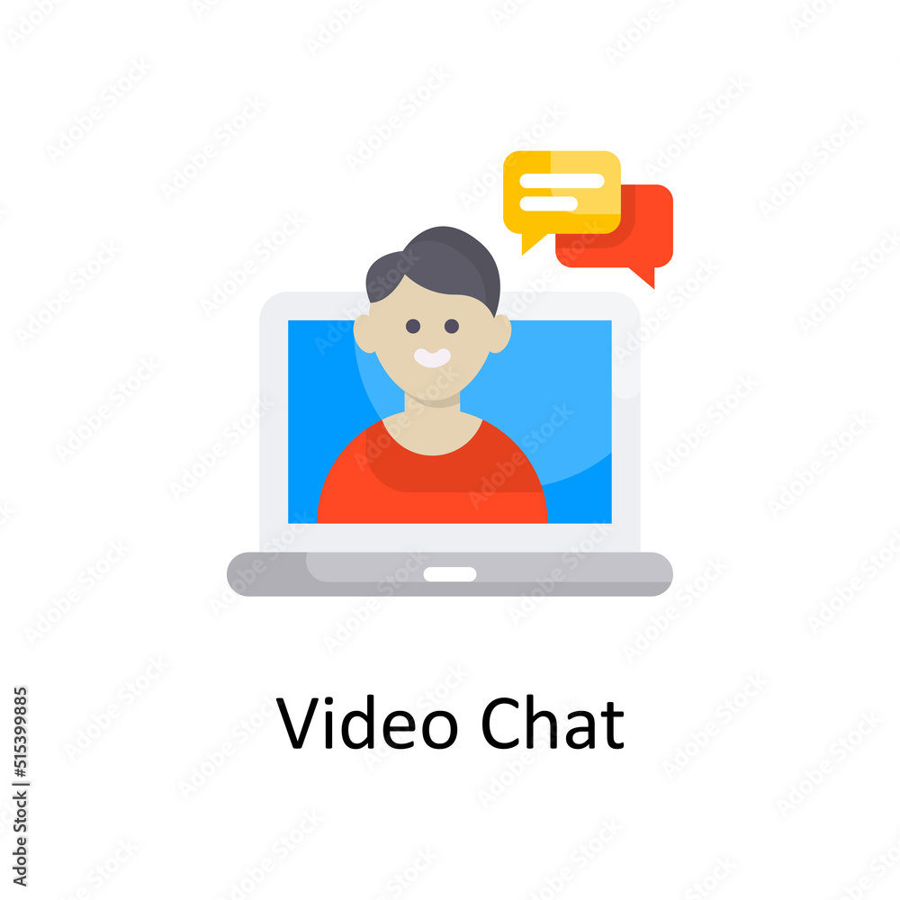 Video Chat vector Flat Icon Design illustration. Project Managements Symbol on White background EPS 10 File