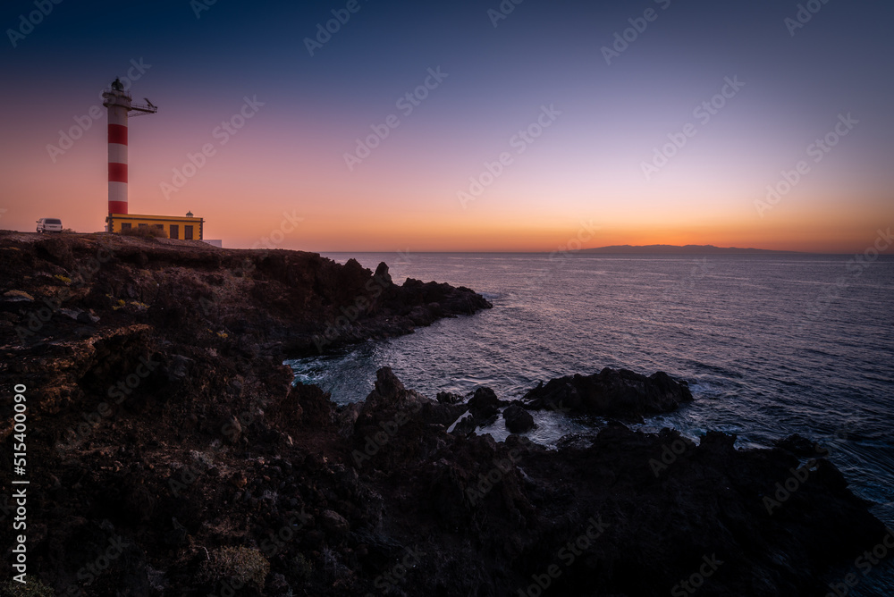 Lighthouse of Punta de Abona at sunrise, Tenerife Island, Spain