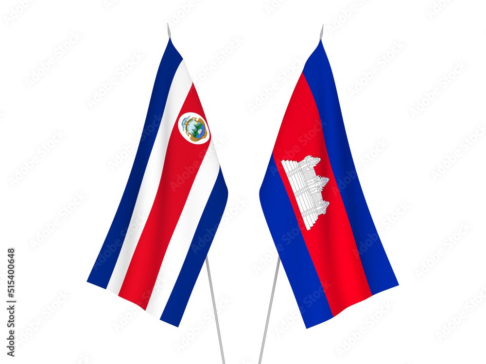 Republic of Costa Rica and Kingdom of Cambodia flags
