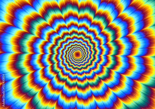 Pulsing fiery spirals. Optical illusion.