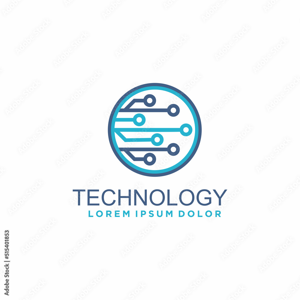 Technology logo design template, Technology abstract dot connection cross vector logo icon circle logotype Technology logo design template, Technology abstract dot connection cross vector logo icon circle logotype