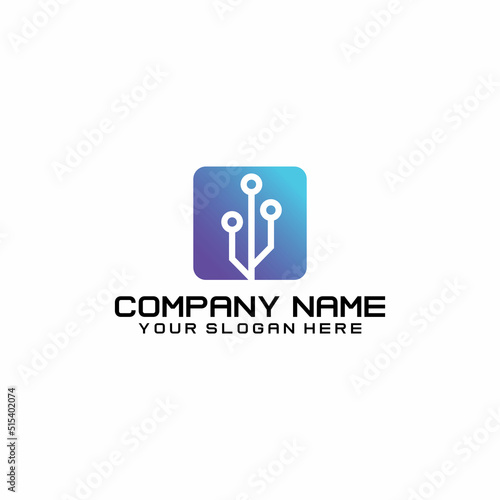 technology data concept logo, processor logo design concept,