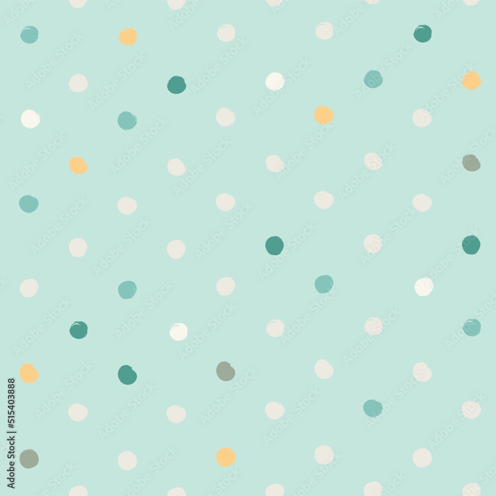 Seamless pattern from abstract round textured green and white brush strokes on a mint background Seamless pattern from abstract round textured green and white brush strokes on a mint background