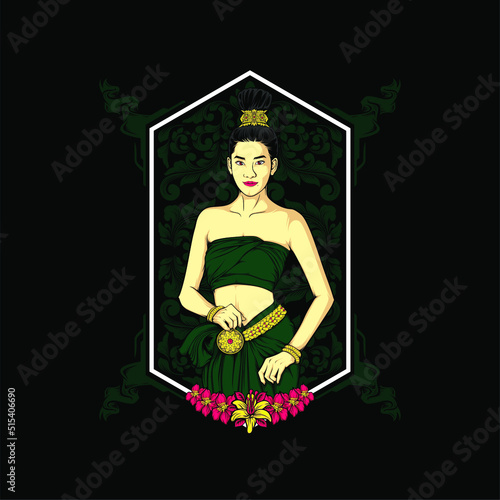 thai native traditional girl with awesome background