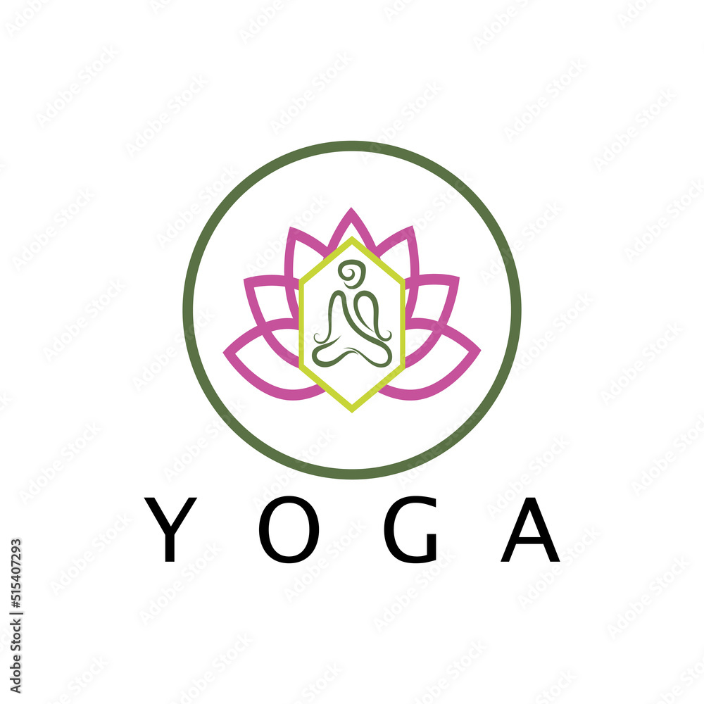Obraz premium logo design of people doing yoga symbol icon illustration vector