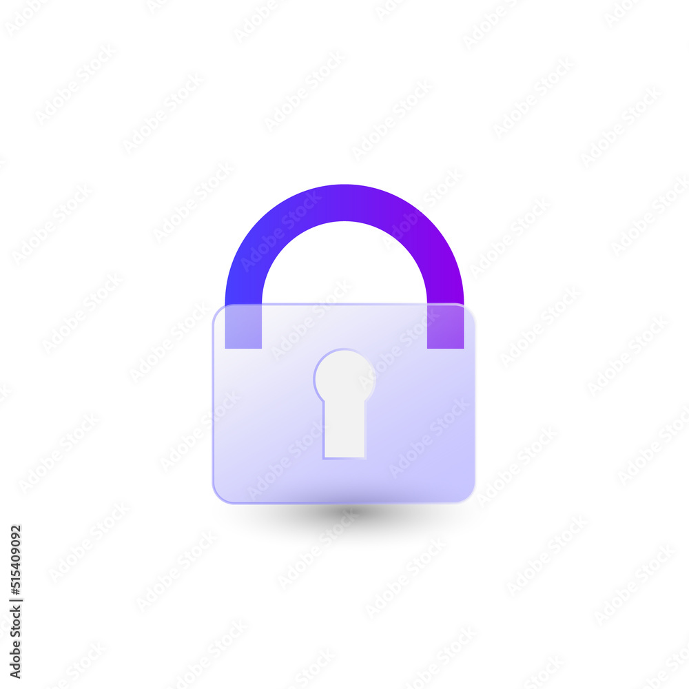 Gradient glass morphism padlock icon design vector
