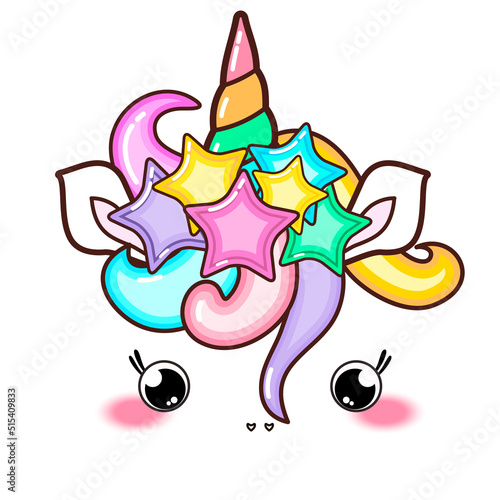 Kawaii cute unicorn horn, funny colorful  cartoon.