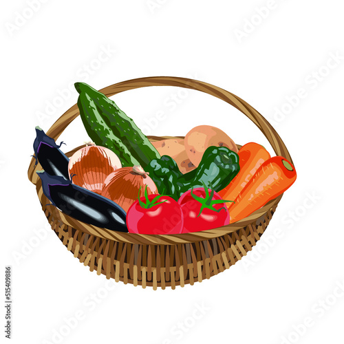 野菜かご　イラスト・素材