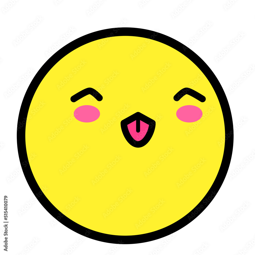 Flat kawaii emoji face. Cute funny cartoon character. Simple line art expressions web icon. Emoticon sticker. Vector graphic illustration. Flat kawaii emoji face. Cute funny cartoon character. Simple line art expressions web icon. Emoticon sticker. Vector graphic illustration.