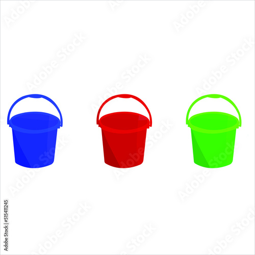 Plastic Bucket on white background, the best Cartoon plastic bucket illustration