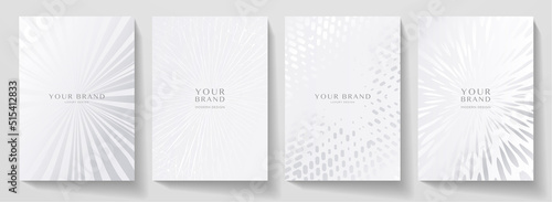 Luxury premium cover design set. Abstract background with silver line pattern. Royal vector template for premium menu, formal invitation, flyer layout, lux invite card