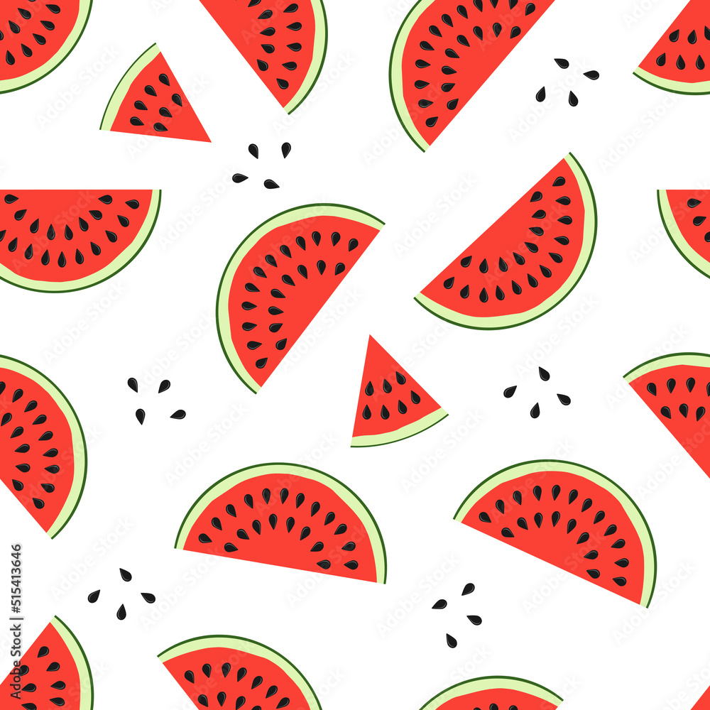 Pieces of red watermelon seamless pattern Pieces of red watermelon seamless pattern