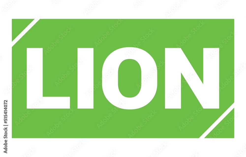 LION text written on green stamp sign. LION text written on green stamp sign.