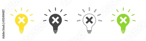Multiplication icon in light bulb set. Vector.