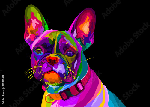 french bulldog on geometric pop art style. vector illustration.