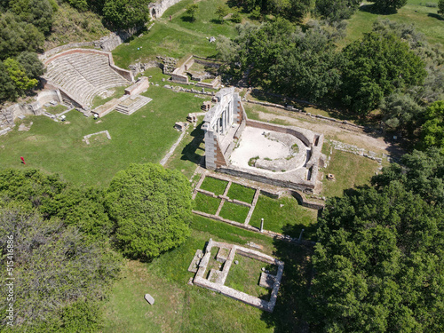 Drone view at the roman archaeological park of Apollonia in photo