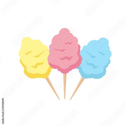 Set cotton candy isolated on white background. Candy floss. Vector stock photo