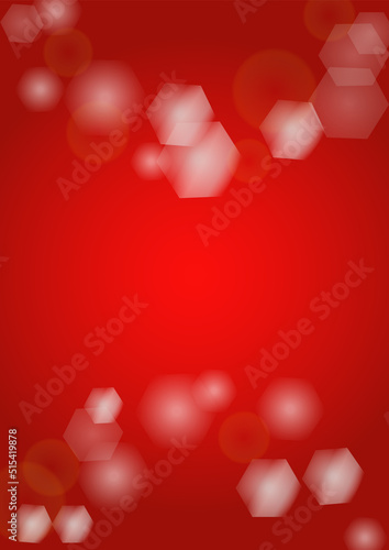 Vector Merry Christmass and New Year Glitter Snowfall Background. White and Silver Defocused Light Spots on Red Gradient. Magic Fantasy Bokeh Glowing Design. Falling Snow Effect. Festive Frame Design