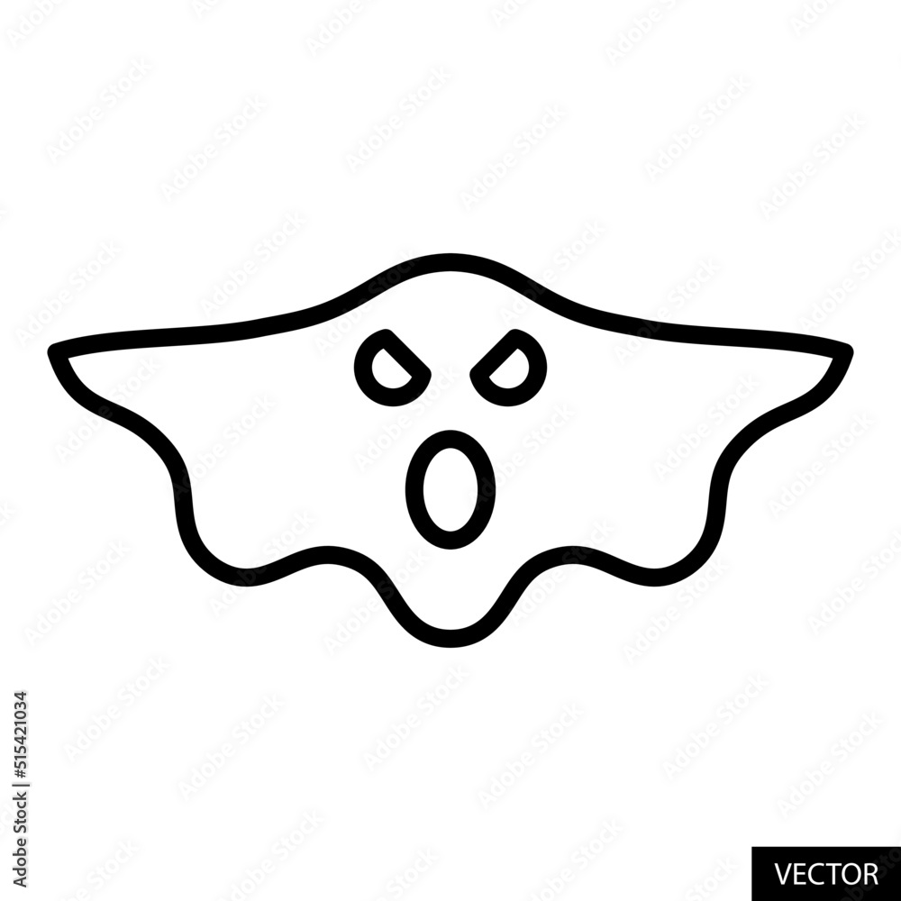 Scary ghost vector icon in line style design for website, app, UI, isolated on white background. Editable stroke. Vector illustration. Scary ghost vector icon in line style design for website, app, UI, isolated on white background. Editable stroke. Vector illustration.