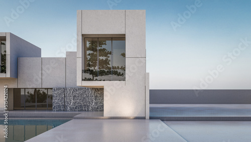 3D rendering illustration of modern house 