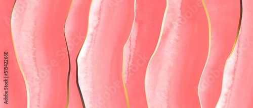 Elegant marble, stone  texture. Watercolor, ink vector background collection with white,  pink,  coral for cover, invitation template, wedding card, menu design. Golden waves, lines.