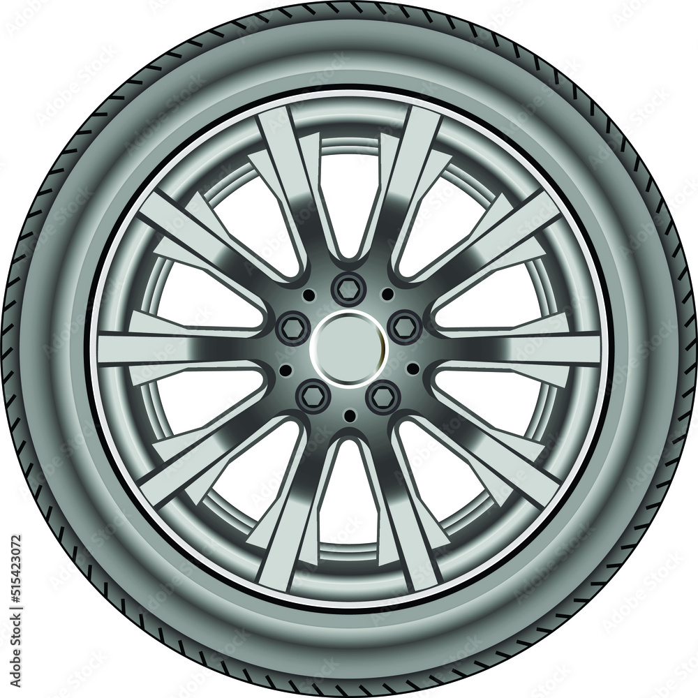 Obraz premium Realistic alloy wheel car tire style sport on white background 
