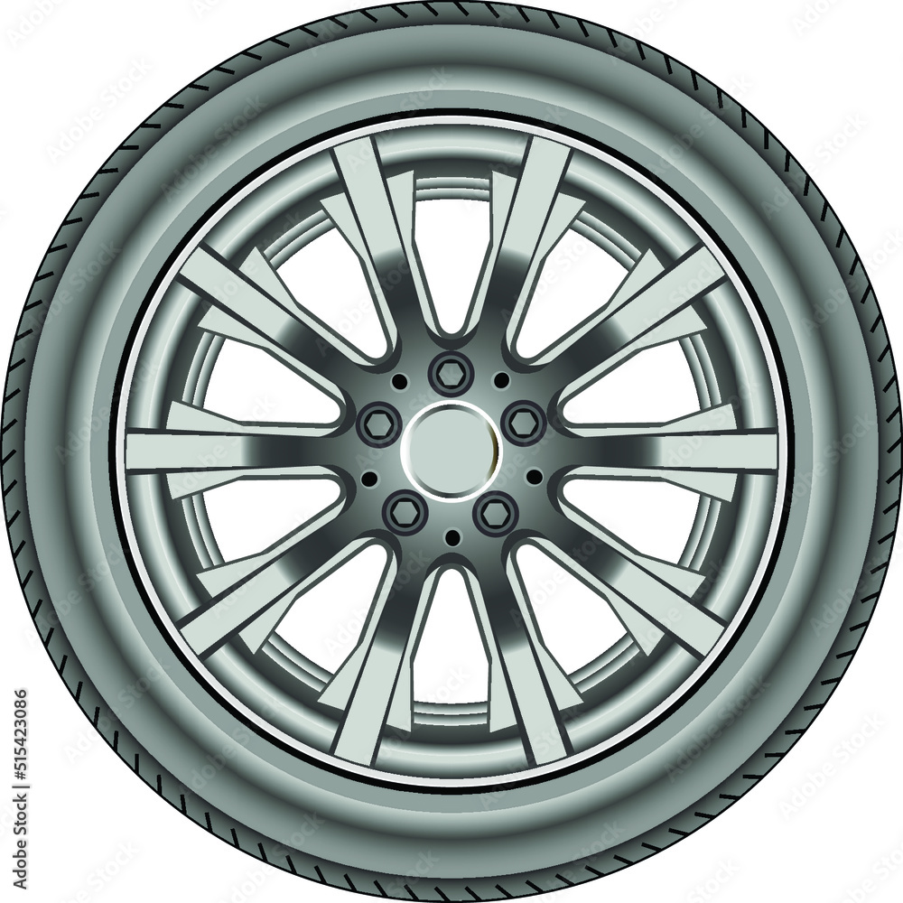 Obraz premium Realistic alloy wheel car tire style sport on white background 