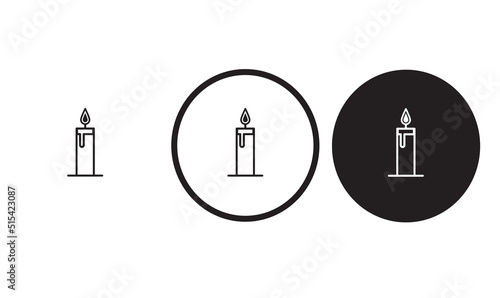 candle taper icon black outline for web site design 
and mobile dark mode apps 
Vector illustration on a white background