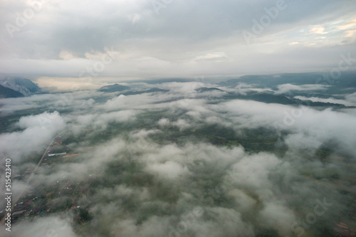 Vang Vieng landscape from above view, Central Laos © maodoltee