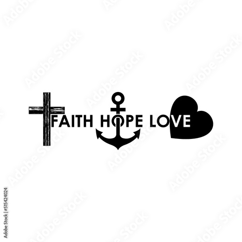 Faith Hope Love, Christian faith icon isolated on white background