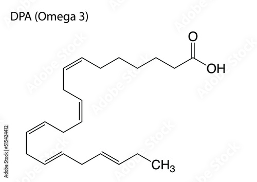 Digital vector illustration of the chemical structure of DPA or Omega 3