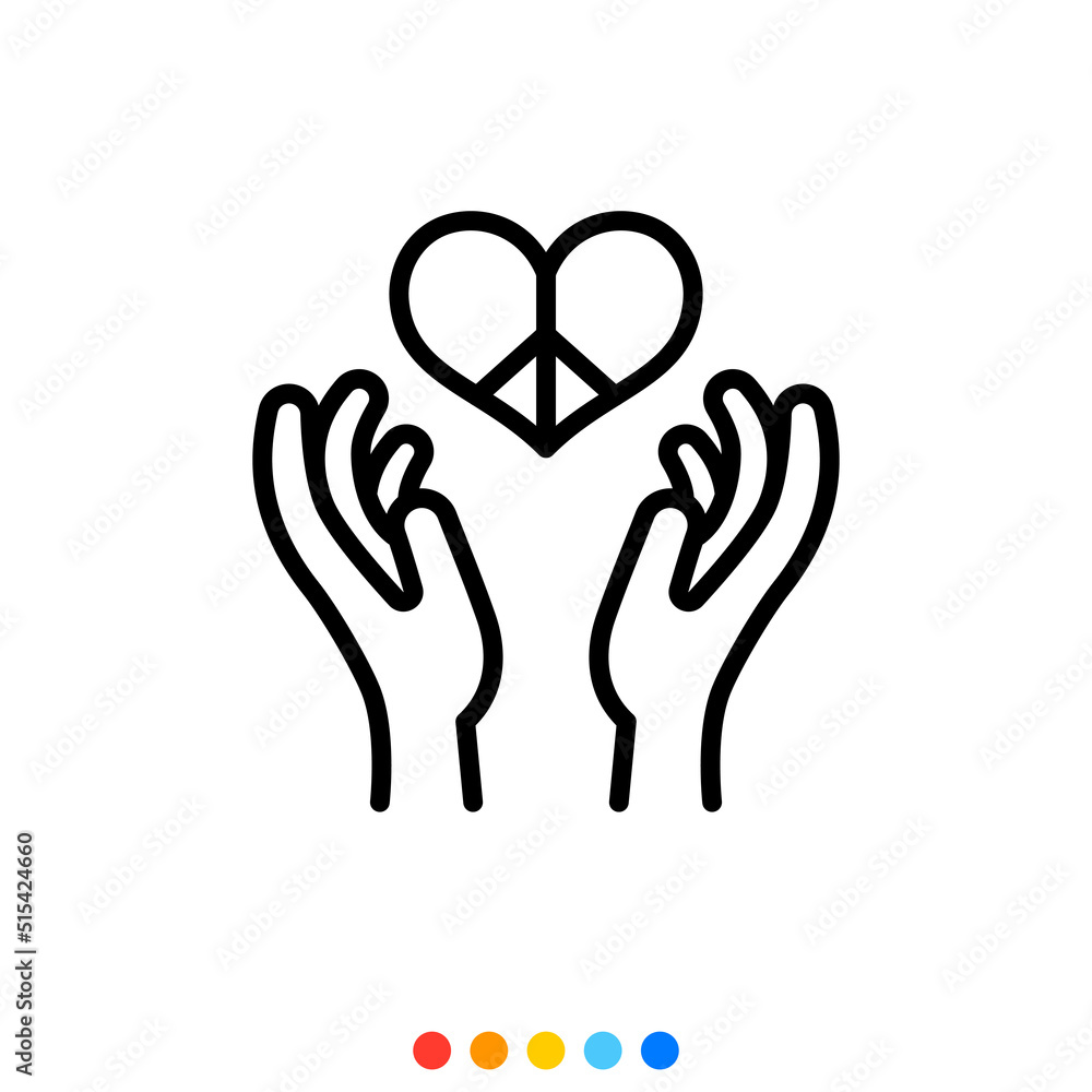 Hand and Peace sign, Vector, Icon, Illustration. Hand and Peace sign, Vector, Icon, Illustration.