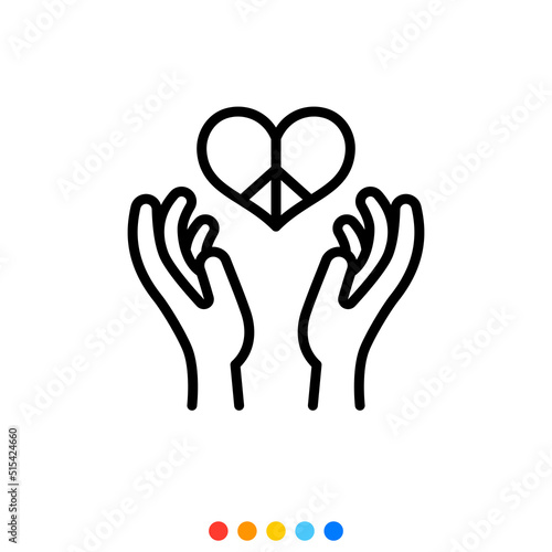 Hand and Peace sign, Vector, Icon, Illustration.