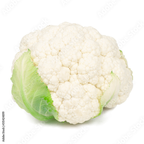 Organic cauliflower on white background, fresh vegetable.