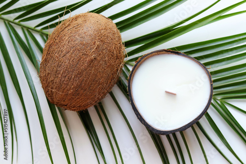 original handmade soy wax candle in coconut, palm branch and 